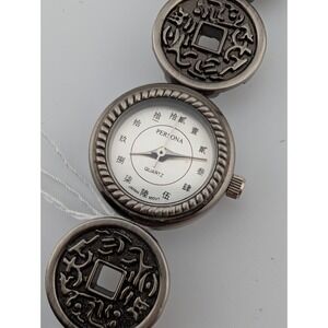 Persona Watch Women 21mm Case Chinese Indices 5.5" Band- New Battery